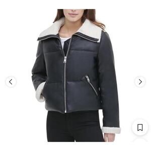 Levi's Women's Sherpa Collar Faux Leather Bomber Jacket Black